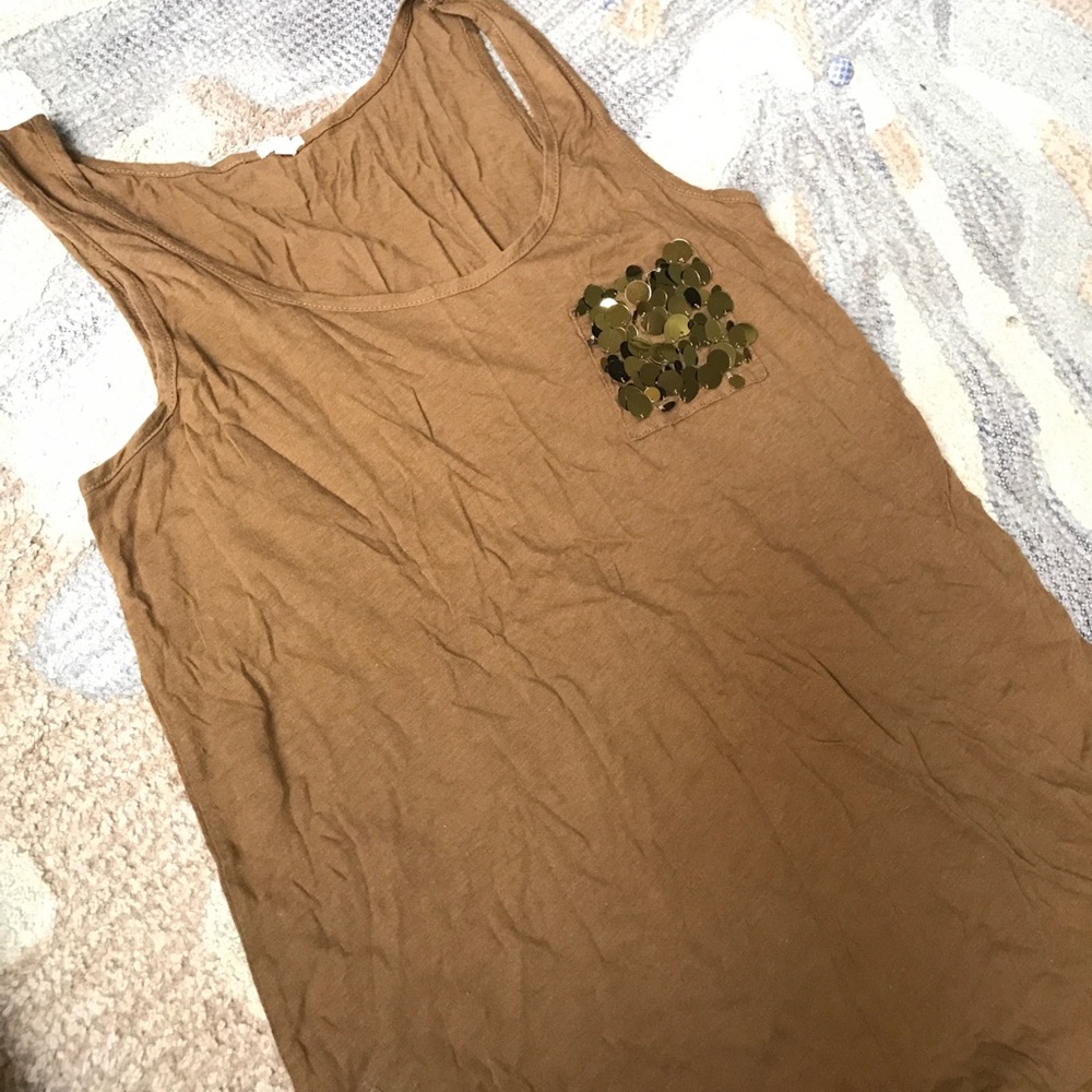 J.Crew tank top sequin pocket.