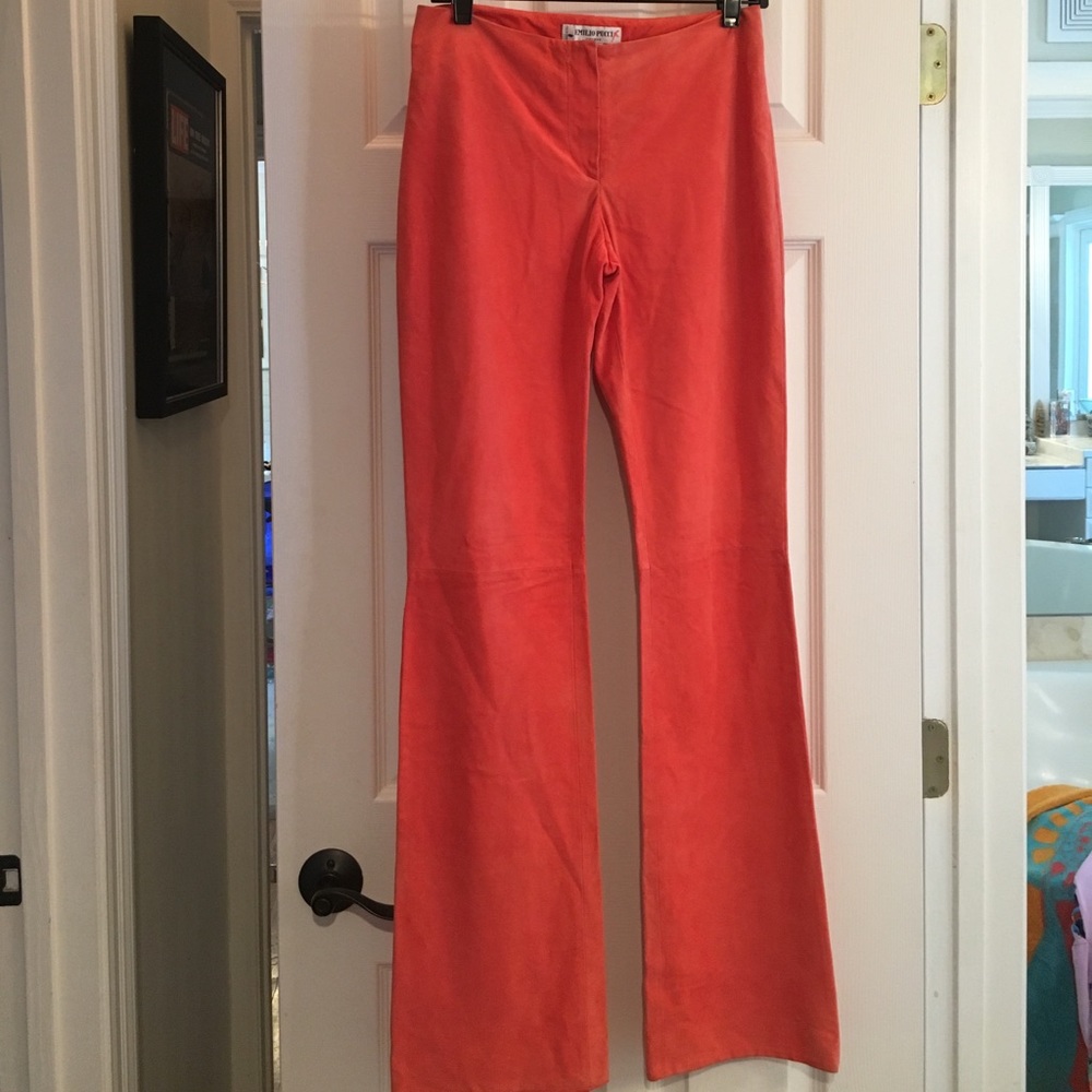 Vintage Emilio Pucci pants in coral suede.