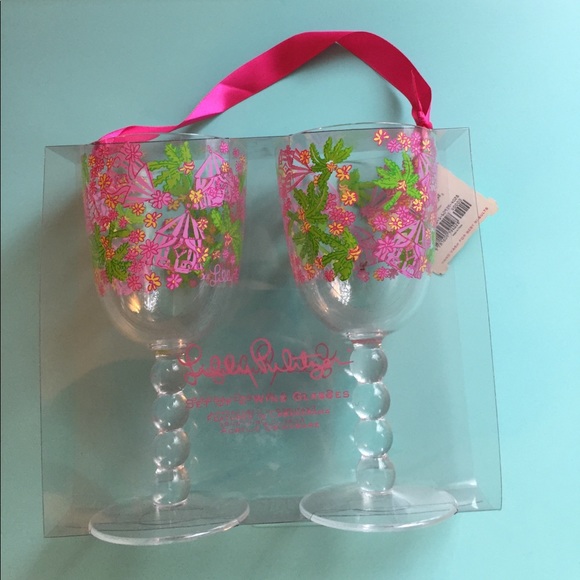 Acrylic Wine Glasses in Red Right Turn by Lilly Pulitzer