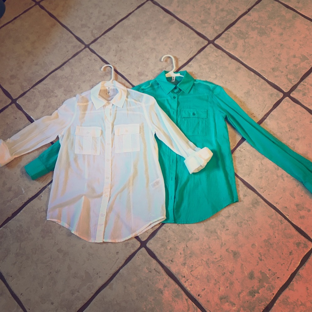 NWOT Green&White Aeropostale Button Down Shirts-XS