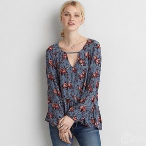 American Eagle Printed Peasant Top