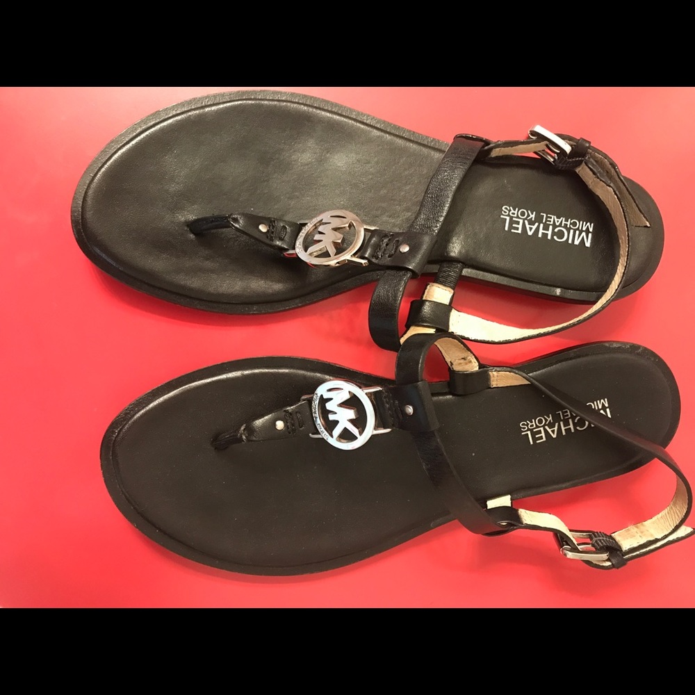 MK black sandals