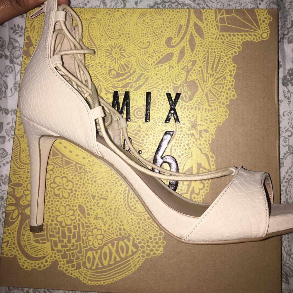 Nude Lace Heel Sandals