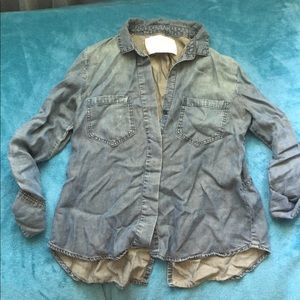 Long roll up sleeve top