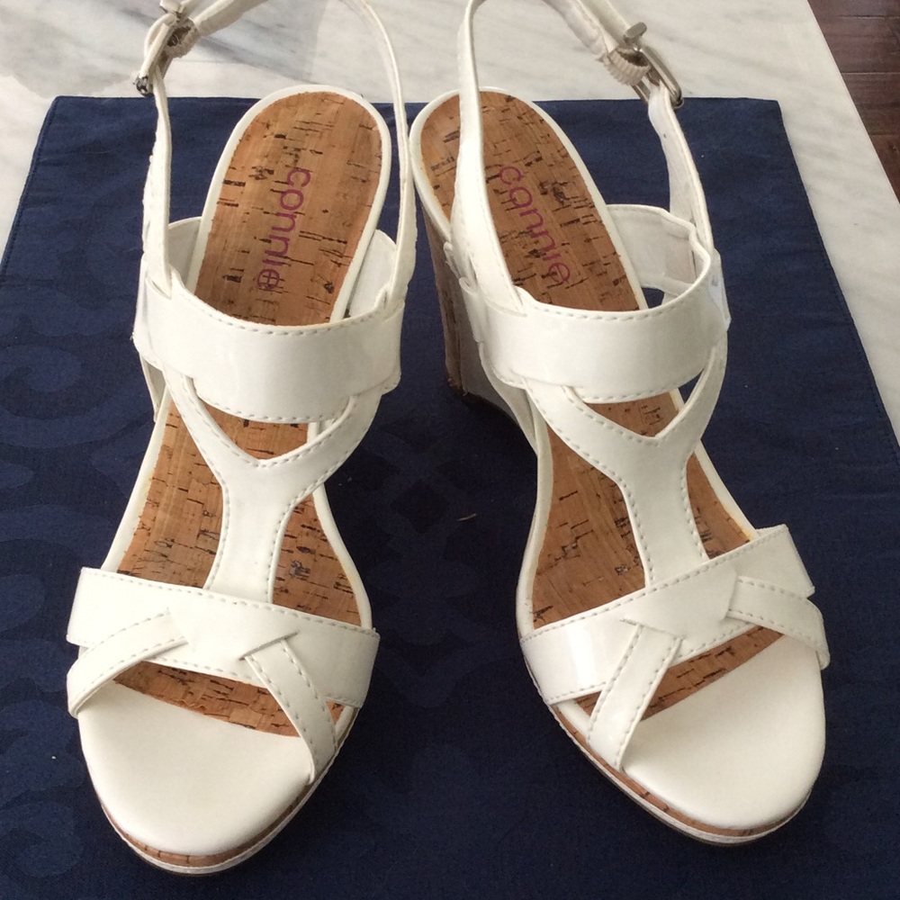 Cute Connie White Wedges