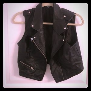 Leather crop vest