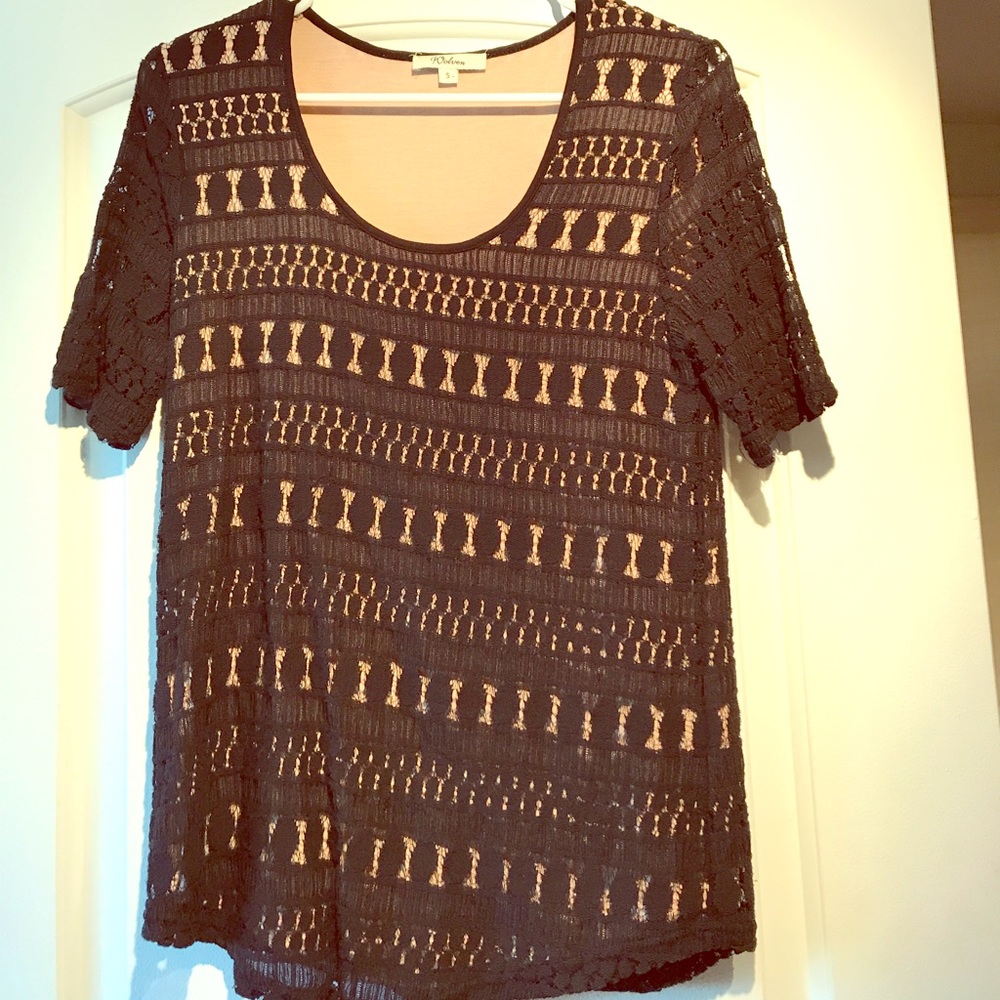 Anthropologie Small Like New Black Lace Top