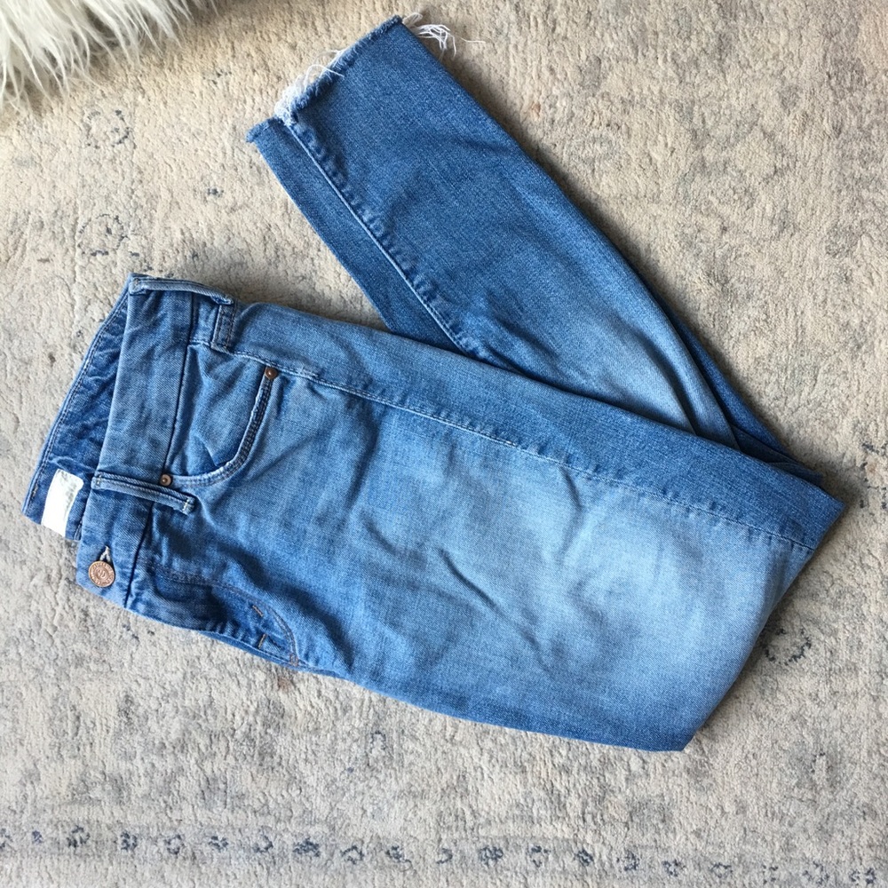 Mother Denim Cropped Skinny Jeans Raw Edge (27)