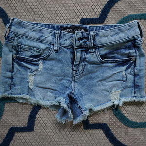 Acid Wash Destructed Denim Shorts