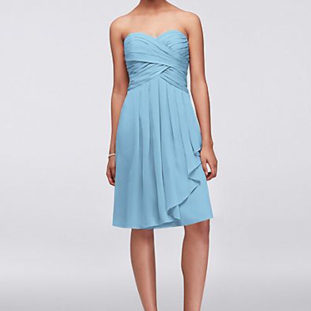 Short Crinkle Chiffon Dress With Front Cascade