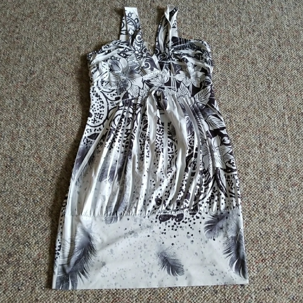 Black and white silk top