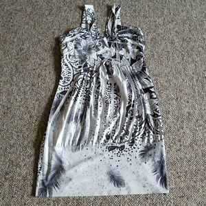 Black and white silk top