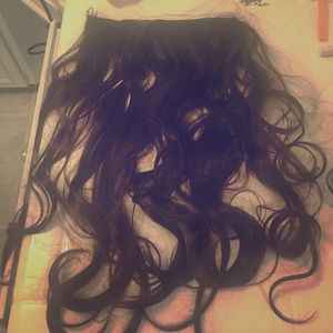 Medium brown one piece hair extension