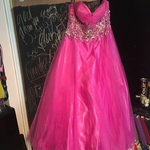 A big pink princess gown perfect for prom!