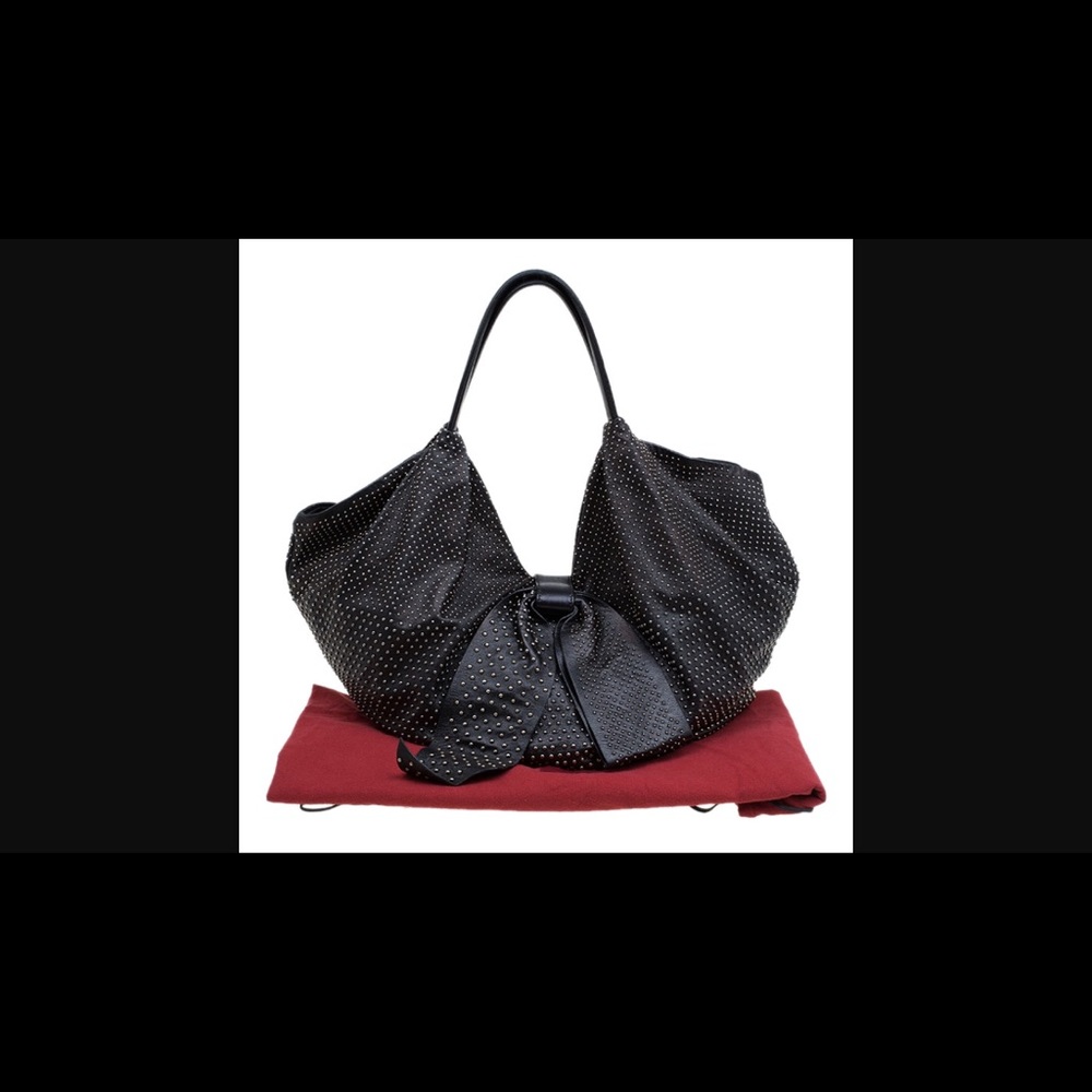 Valentino studded bow black hobo bag