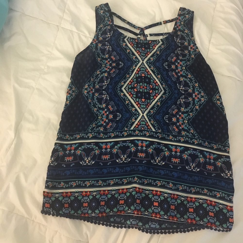 Patterned Tank with Strappy Back