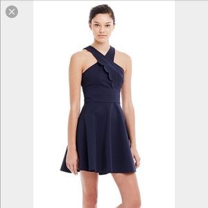 Armani exchange asymmetrical scallop halter dress