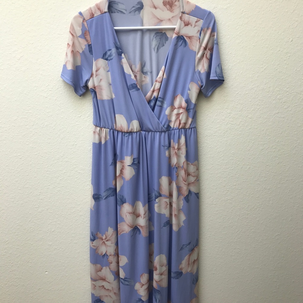 Stunning Periwinkle Floral High-Low Dress