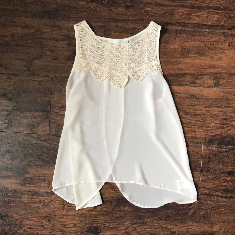 LUSH Crochet Bib Surplice Tank Top