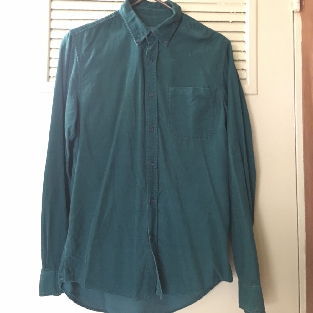 Hunter Green Slim Fit Top-man Corduroy Button Down