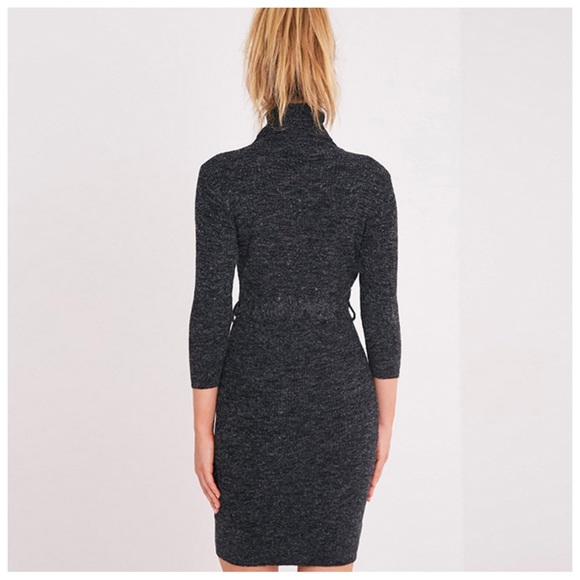 Charcoal Gray Turtleneck Sweater Dress - Picture 3 of 4