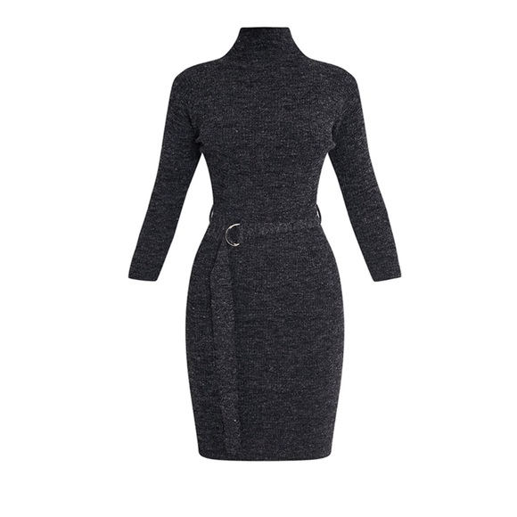 Charcoal Gray Turtleneck Sweater Dress - Picture 4 of 4