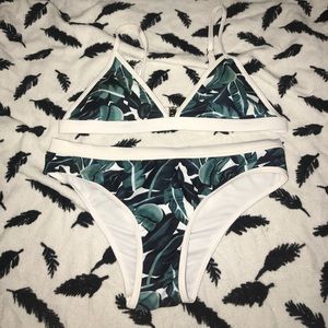 Palm tree print swim suit