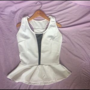 White Peplum Top w/Racer back