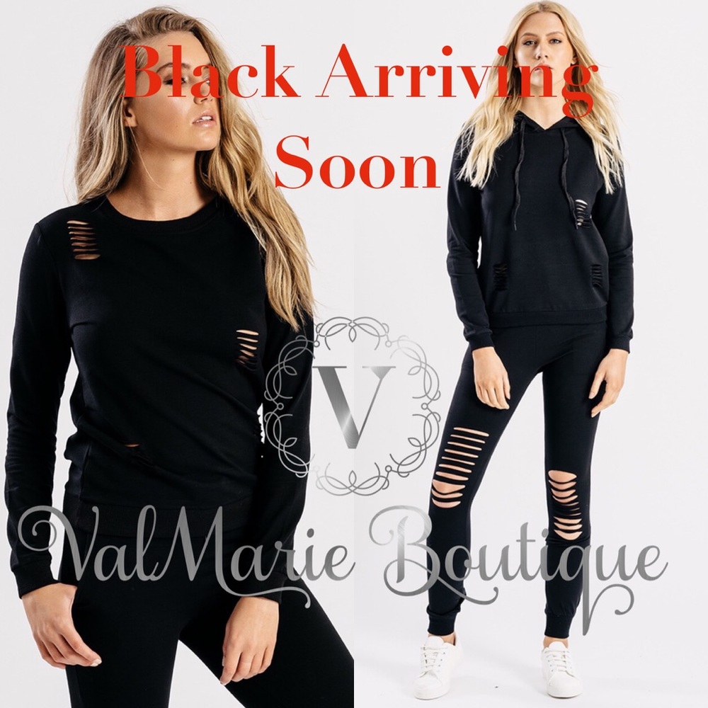 Distressed Grey Hoodie Sweat Set - Picture 4 of 4