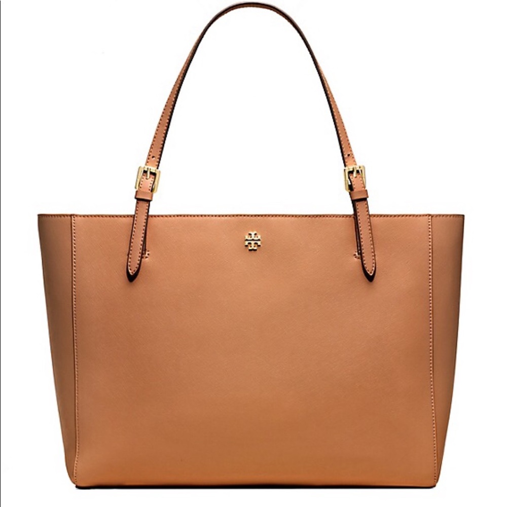 Tory Burch York Buckle Tote Bag Brown Saffiano