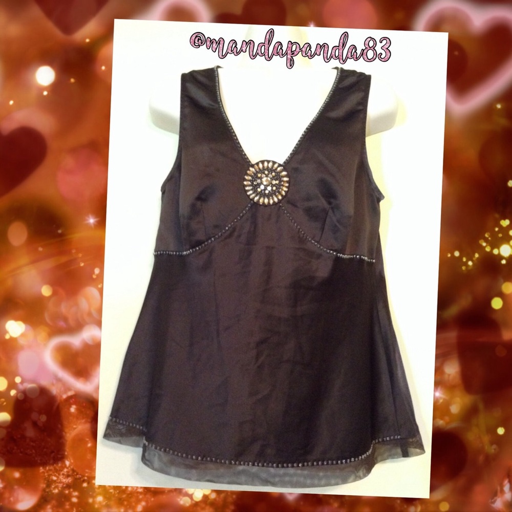 New York & Company Brown Dressy Top