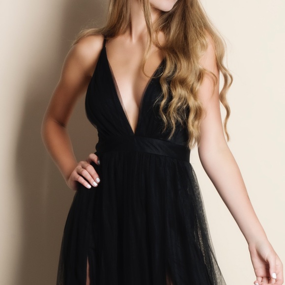 Black Tulle Maxi Dress - Picture 3 of 3