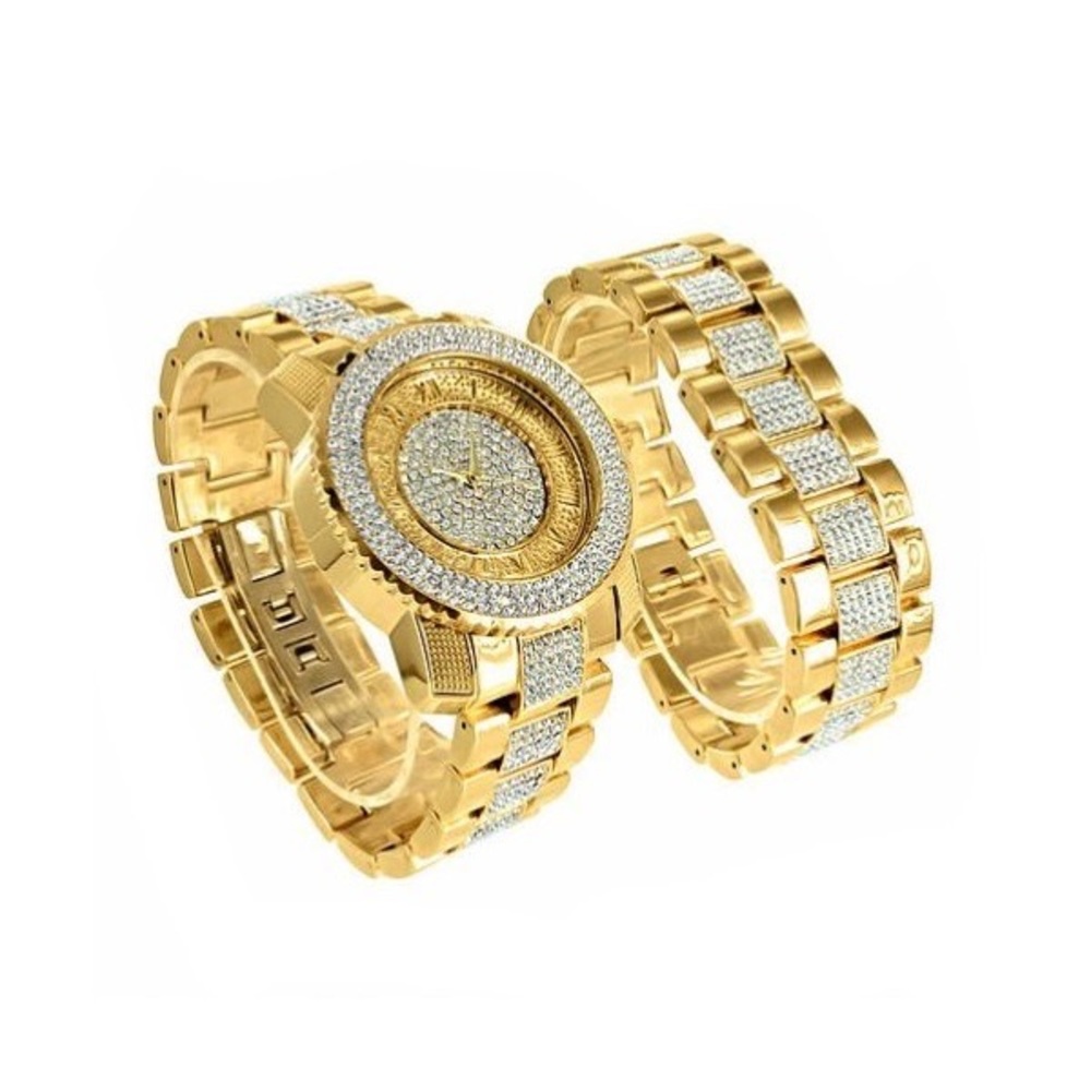 HipHop bling - Techno Pave watch with bracelets