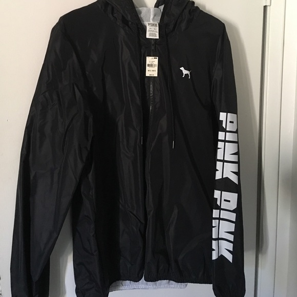 PINK Victoria's Secret Jackets & Blazers - Victoria's Secret Pink Black Windbreaker Jacket