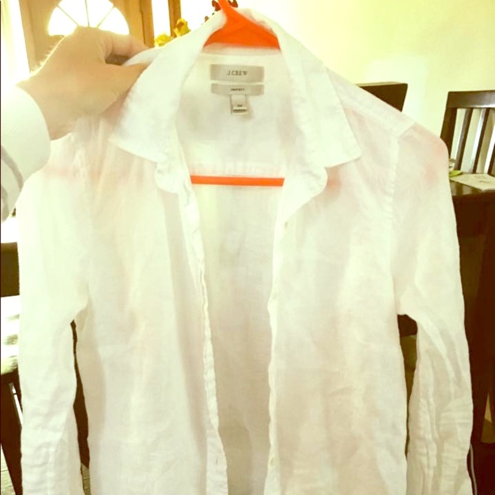 JCrew white linen button up