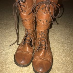 Tan combat boots