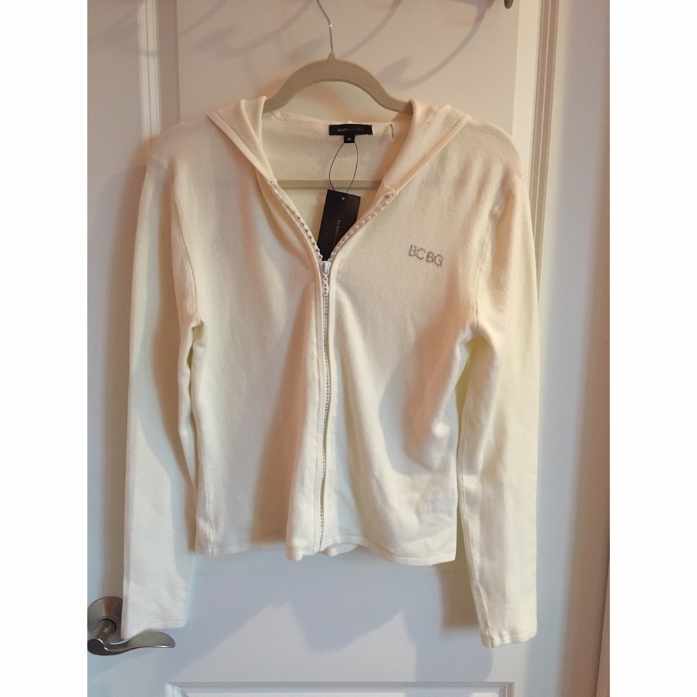 BCBGMaxazria ivory zip-up sweatshirt