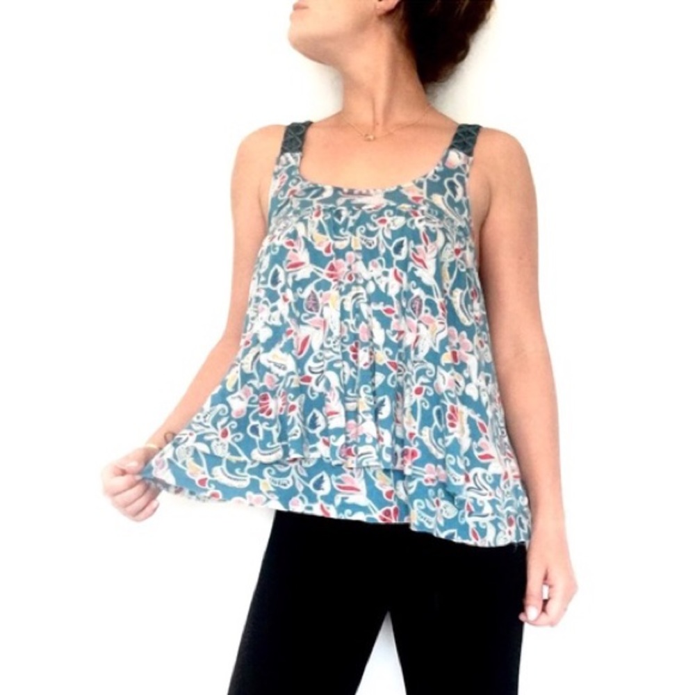 Free People Crochet Strap Floral Tank