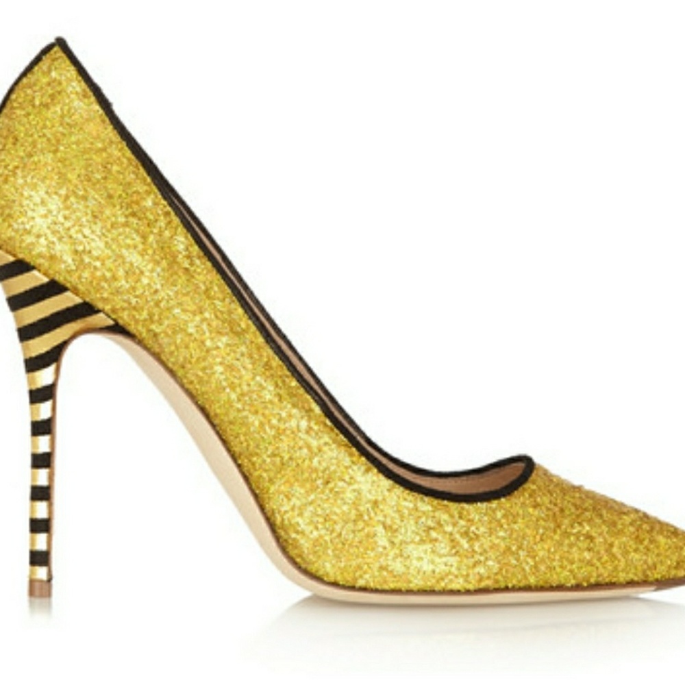 J Crew Sparkly Glitter Yellow Pumps 9