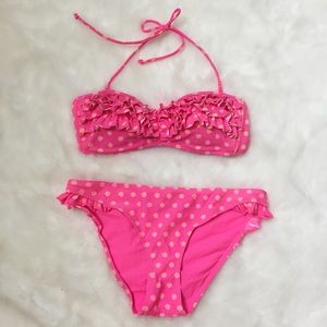 Aerie pink polka dot bikini bottom