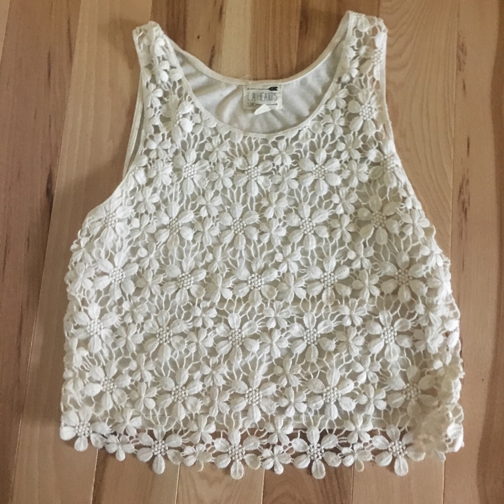 Lace cream crop top