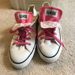 White Converse Double Tongue