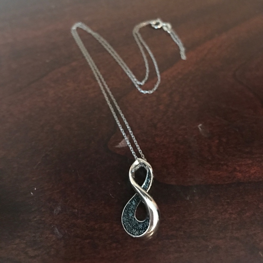 Infinity Tear Drop Blue Diamond Necklace