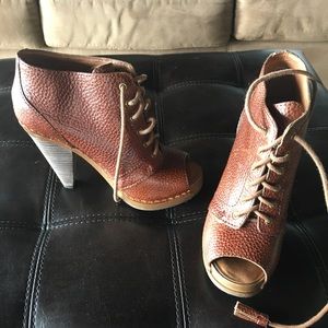 Lucky Brand Leather Open Toed Boots