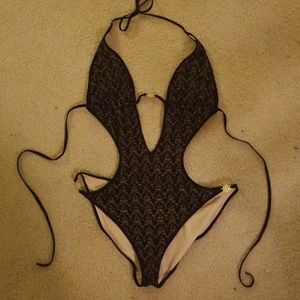 Victorias Secret Black and Gold Monokini