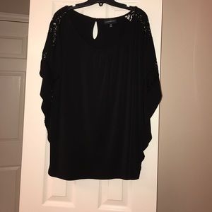 Black Batwing top with lace detail