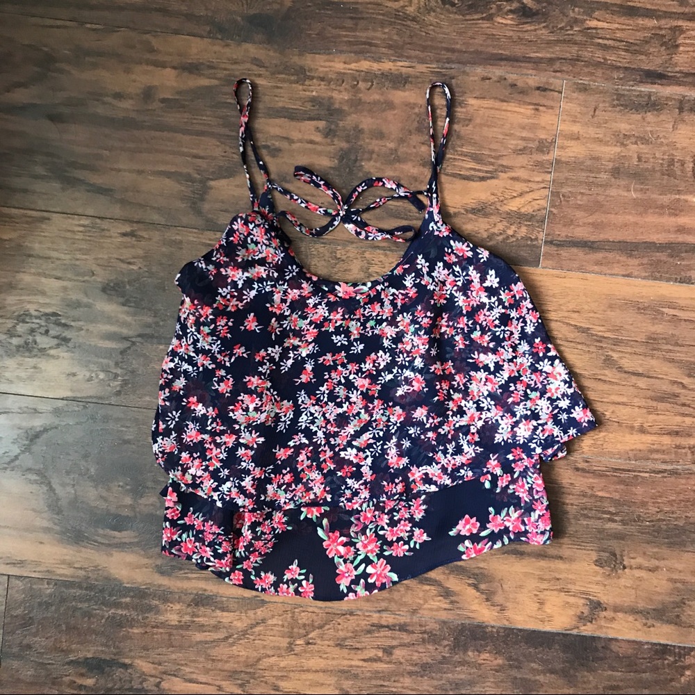 Express Flowy Floral Crop Tank