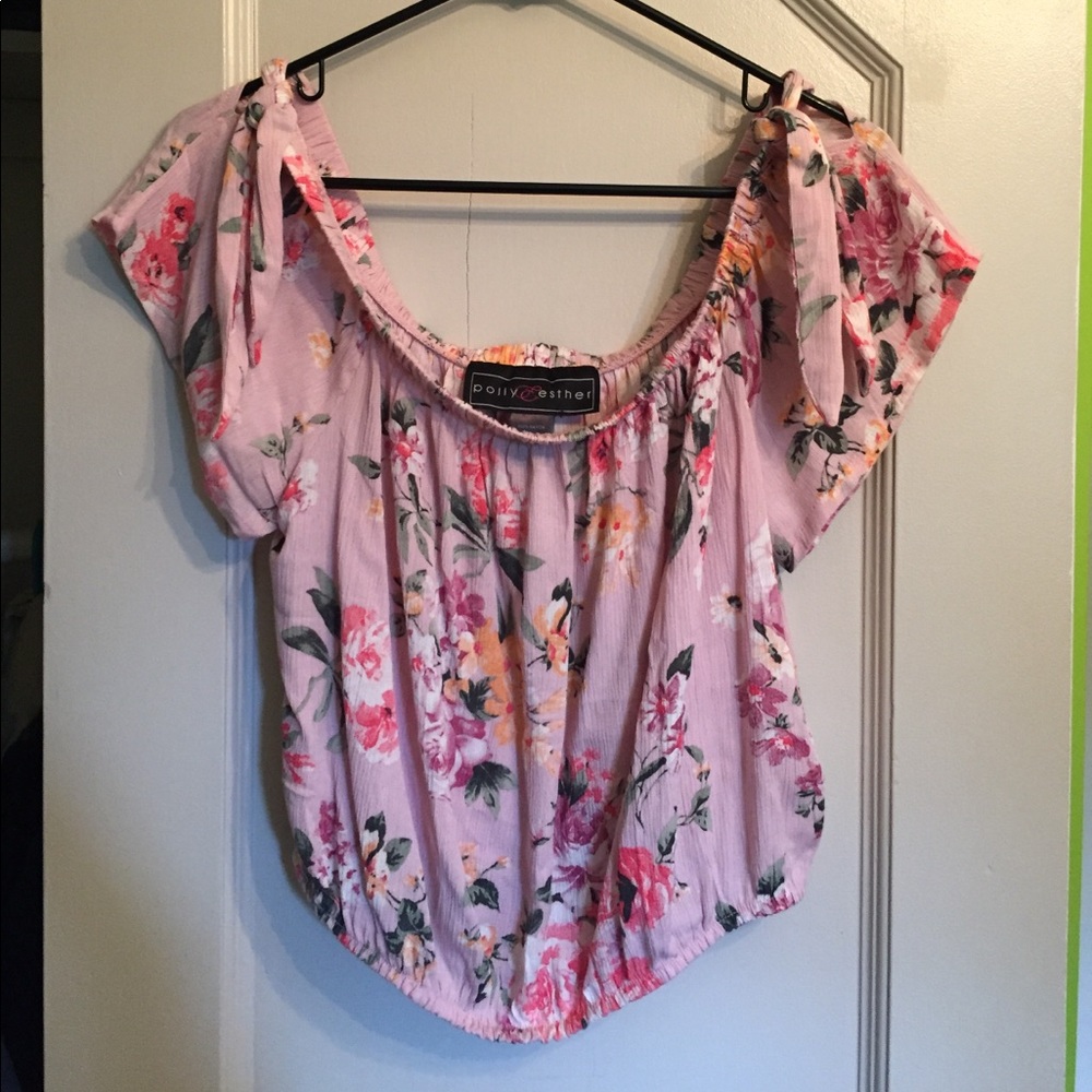 Off the shoulder floral print blouse
