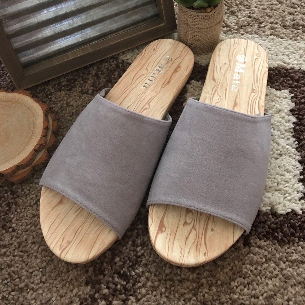 New In Box Gray Slide Shoes