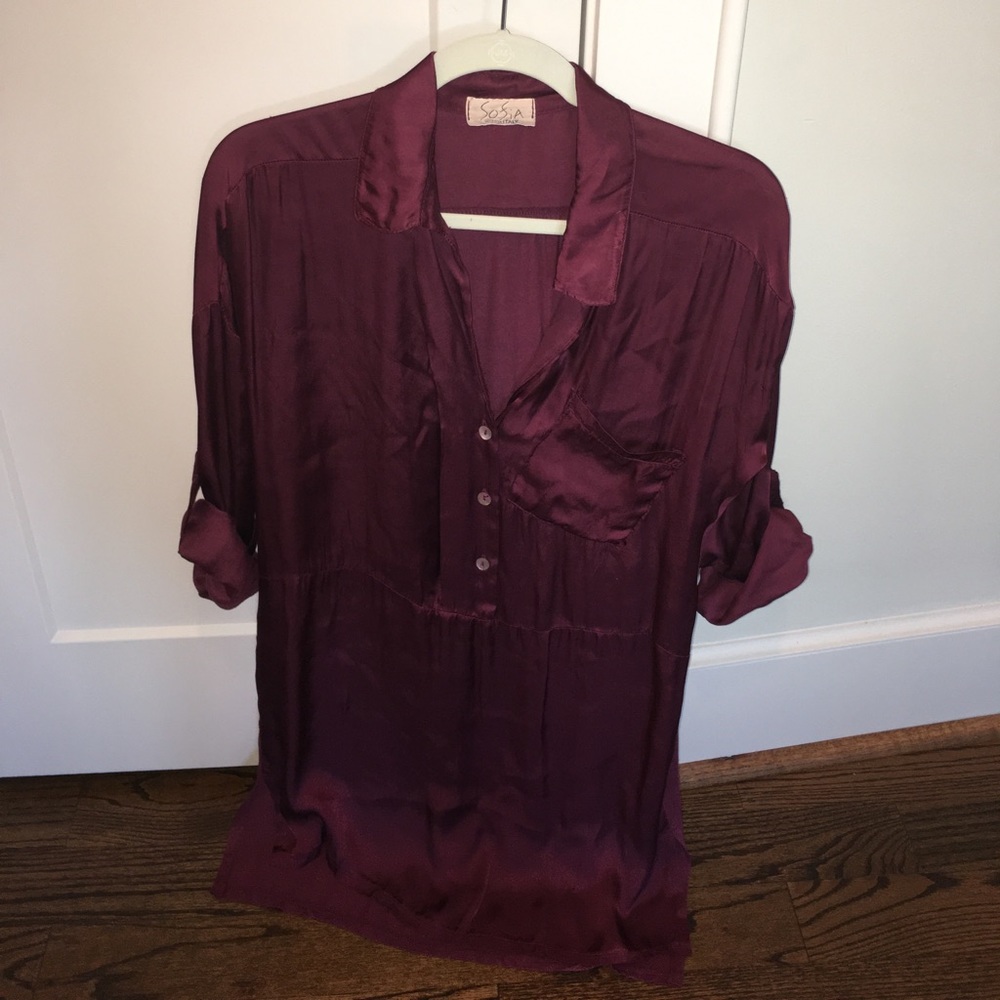 Burgundy silk everyday dress